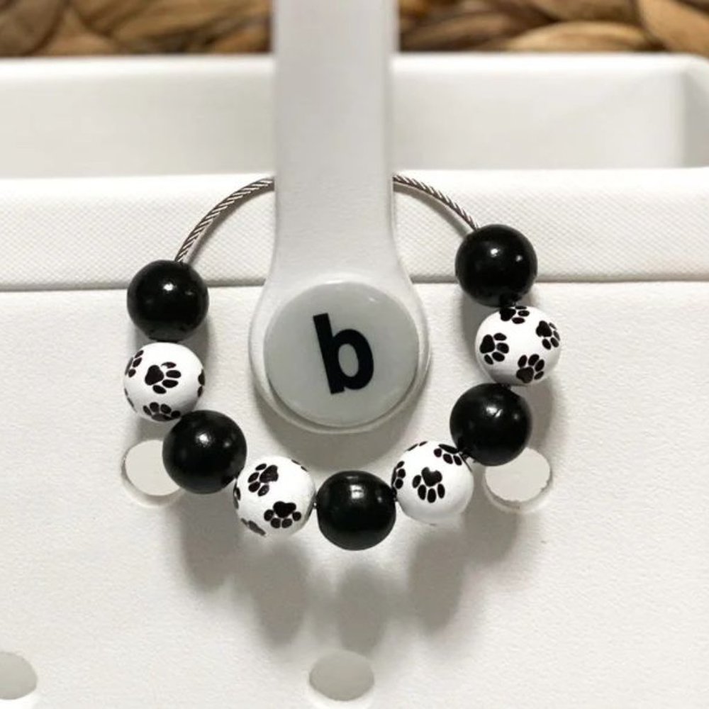 Paw Print Beaded Sports Bogg Bag Charm Keychain